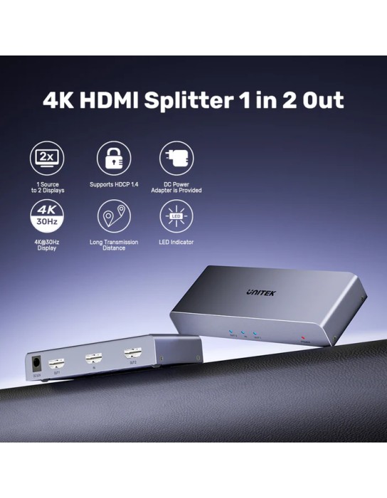 Unitek HDMI Splitter 1x2 4K30Hz V1130A