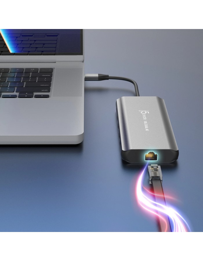 j5create Dock USB-C Dual Display 4K MST MacBookM3 HDMI/RJ45/USB/Audio/PD JCD398