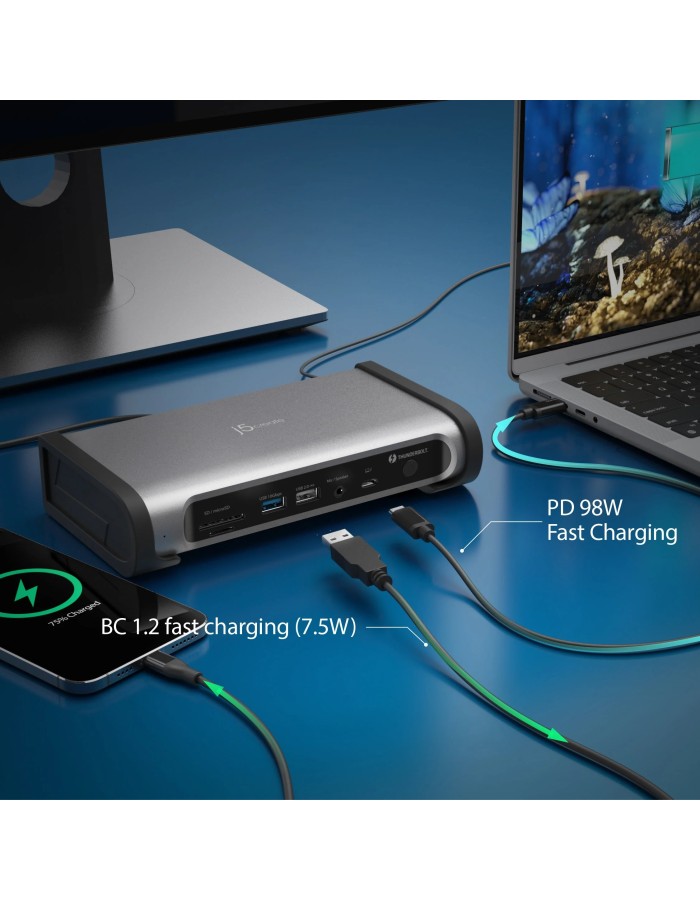 j5create Thunderbolt 4 Docking Station 15-in-1 Supports 4 x 4K Displays 10Gbps with 135W PSU JTD568 j5create Thunderbolt 4 Docking Station 15-in-1 Supports 4 x 4K Displays 10Gbps with 135W PSU JTD568
