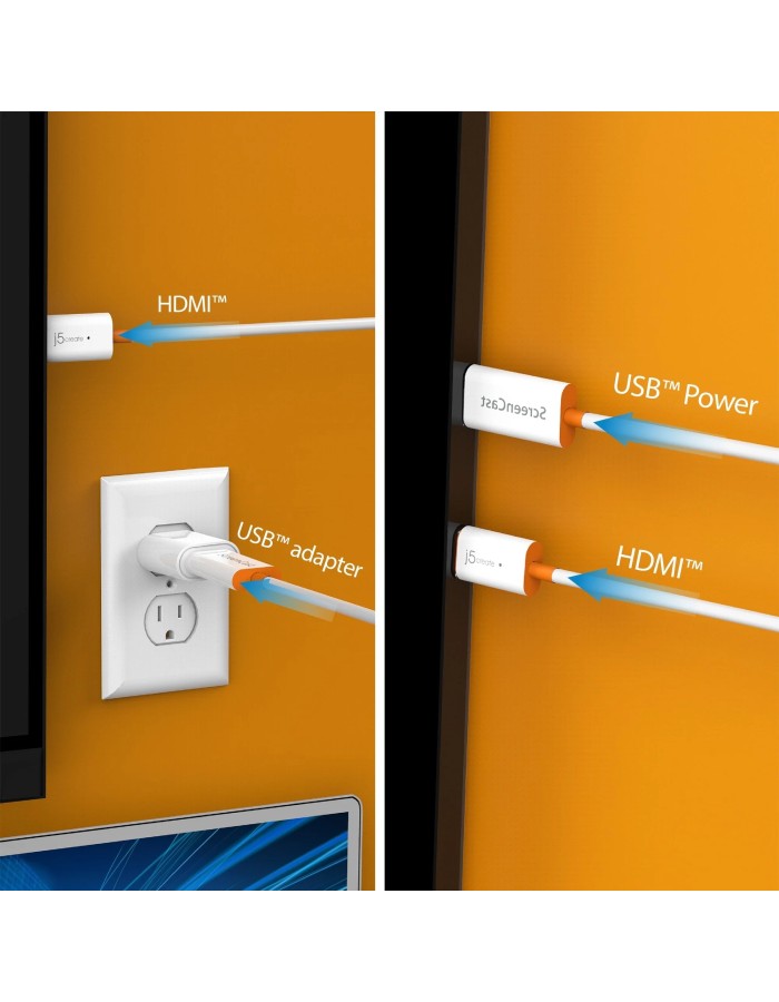 j5create JVAW56 Wireless HDMI Screencast Display Adapter Miracast/AirPlay 1080p USB Powered