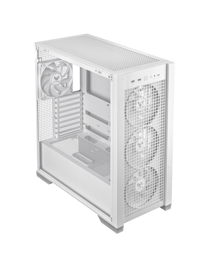 ASUS PC Case TUF Gaming eATX Mesh Front Panel Interchangeable Glass-Mesh Side Panels 4x Pre-Installed Fans USB-C GT302 ARGB White