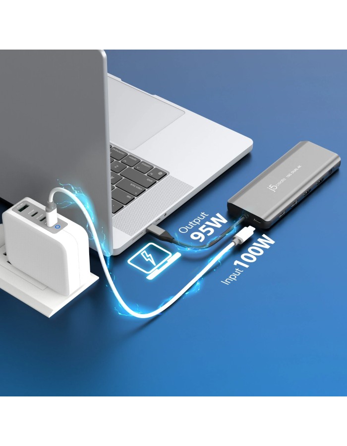 j5create Dock USB-C Dual Display 4K MST MacBookM3 HDMI/RJ45/USB/Audio/PD JCD398