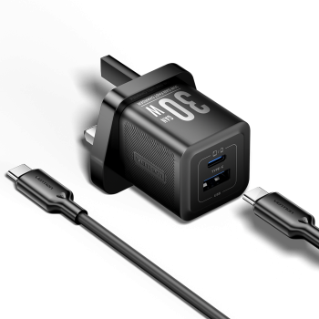 Vention Charger Wall GaN 30W 1xA 1xC+USBC Cable Black TZ-FEQB0-UK-01