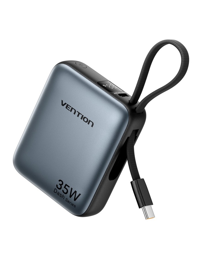Vention Powerbank 10000mAh 35W Mini Size Built-in USBC Black FHEH0