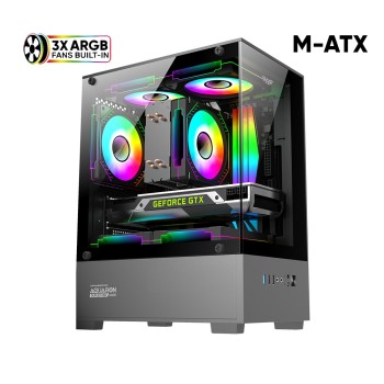 Armaggeddon Gaming Case M-ATX AQUARON Duplex ONE Black + 3xARGB (Bottom USB) Armaggeddon Gaming Case M-ATX AQUARON Duplex ONE Black + 3xARGB (Bottom USB)