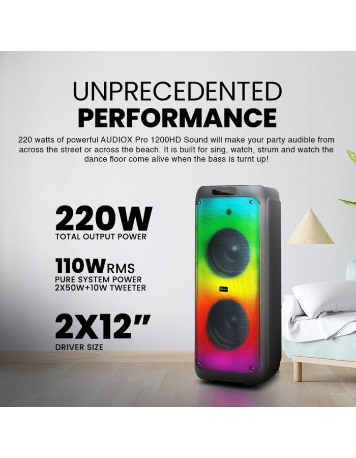 SonicGear AudioXPro1200HD 2 x 12'' Portable Karaoke Speaker with 2 x Wireless Microphones