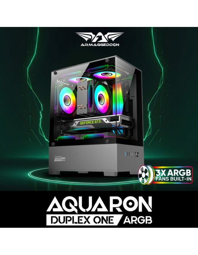 Armaggeddon Gaming Case M-ATX AQUARON Duplex ONE White + 3xARGB (Bottom USB) Armaggeddon Gaming Case M-ATX AQUARON Duplex ONE White + 3xARGB (Bottom USB)