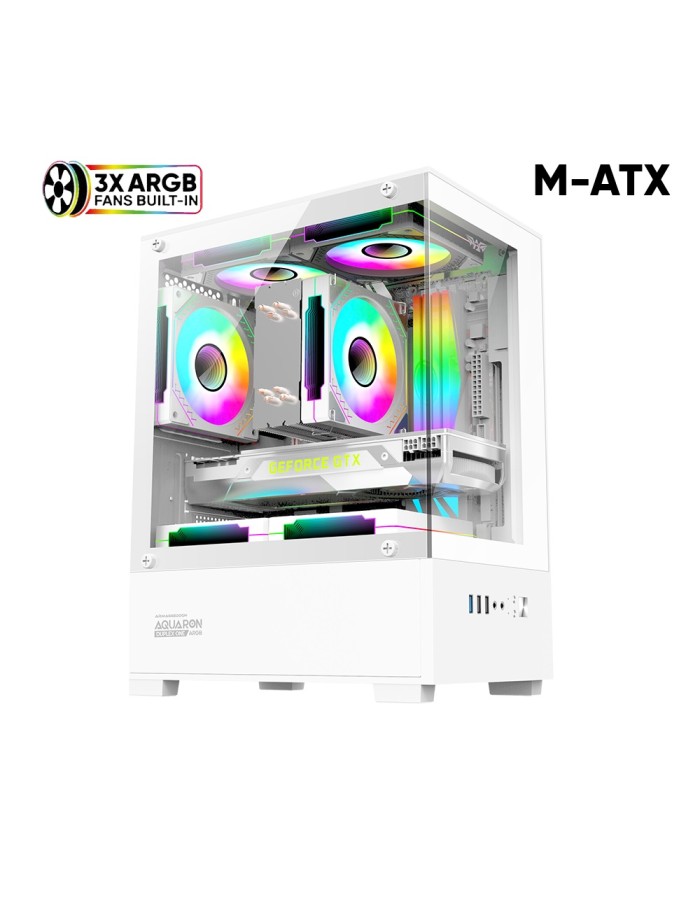 Armaggeddon Gaming Case M-ATX AQUARON Duplex ONE White + 3xARGB (Bottom USB) Armaggeddon Gaming Case M-ATX AQUARON Duplex ONE White + 3xARGB (Bottom USB)
