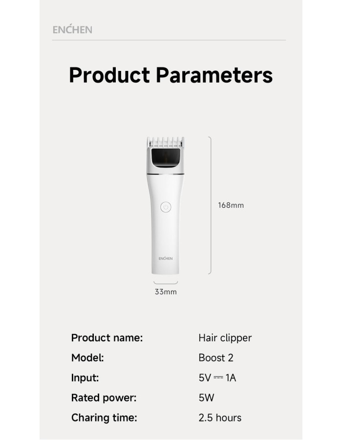Enchen Hair Clipper BOOST 2 USB-C 1200mAh Black