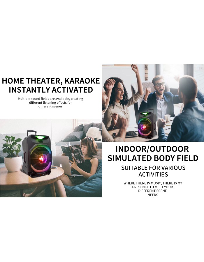 N-Gear FLASH1550 15'' Portable Karaoke Disco Speaker with Wireless Mic BT USB & LED Effects