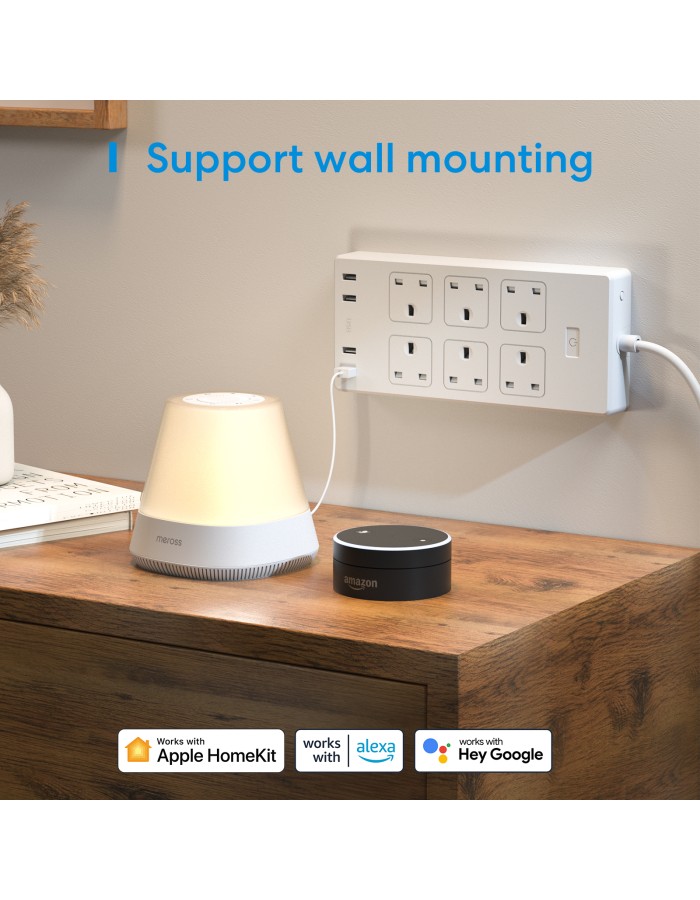 Meross Smart WiFi Powerstrip With 6 x AC sockets and 4 x USB ports 1.8m MSS426HK-UK Meross Smart WiFi Powerstrip With 6 x AC sockets and 4 x USB ports 1.8m MSS426HK-UK