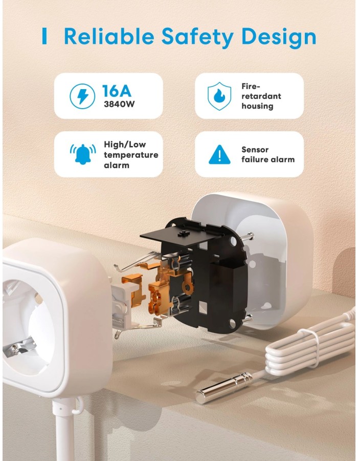 Meross Homekit Smart Wi-Fi Socket Thermostat MTS960HK-UK Meross Homekit Smart Wi-Fi Socket Thermostat MTS960HK-UK