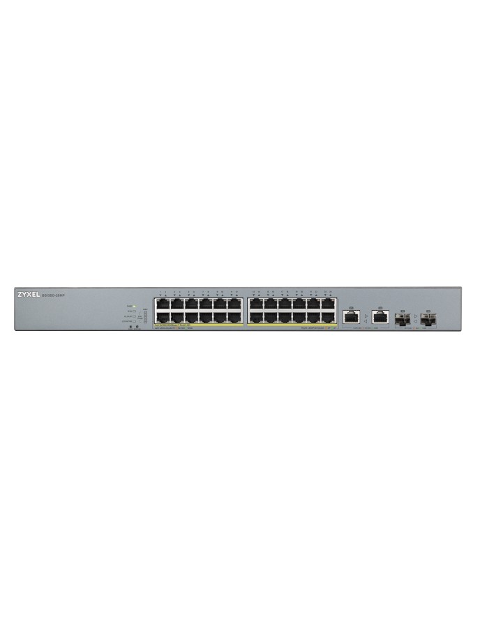 Zyxel Switch PoE Gigabit Managed Cloud CCTV 24PoE + 2RJ45/SFP Combo 375W GS1350-26HP UK Zyxel Switch PoE Gigabit Managed Cloud CCTV 24PoE + 2RJ45/SFP Combo 375W GS1350-26HP UK