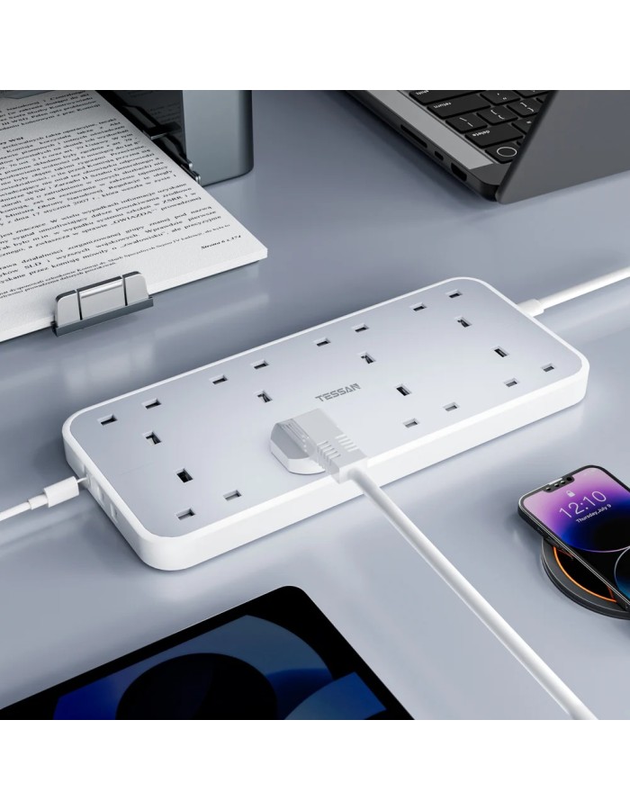 Tessan 8-Gang Extension 2 USB-A USB C 2m 13A TS-204-C