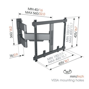 Vogels ELITE TVM5445 TV Wall Mount 40x40 Turn 2 arms 35kg 56cm