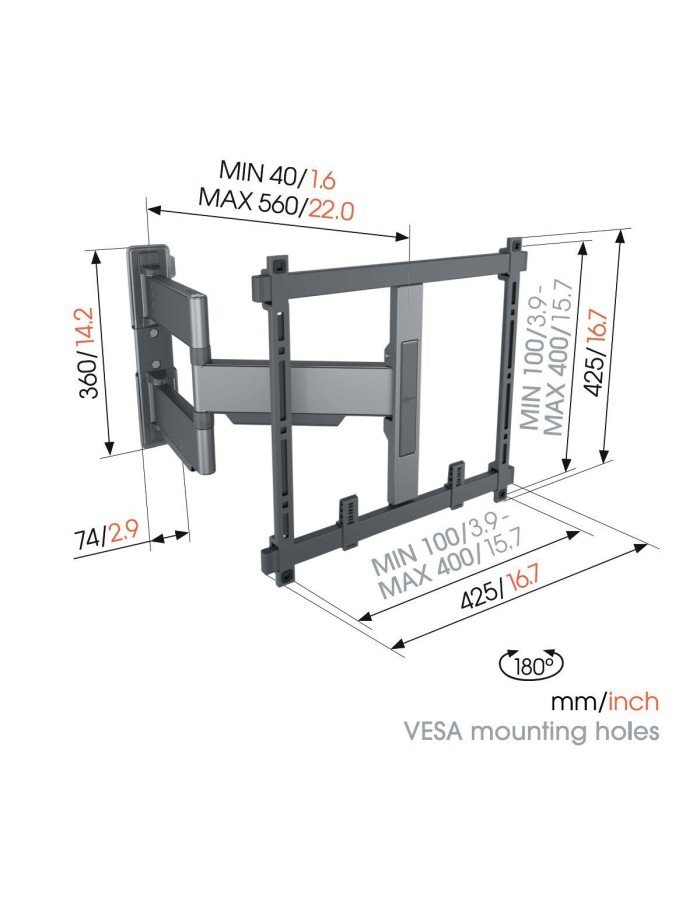 Vogels ELITE TVM5445 TV Wall Mount 40x40 Turn 2 arms 35kg 56cm