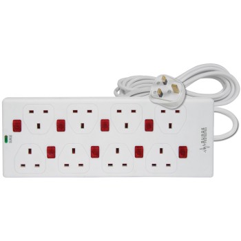 Mercury 8-Gang Power Extension 2.0m with Switches & Surge Protection 429.797UK