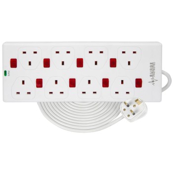 Mercury 8-Gang Power Extension 2.0m with Switches & Surge Protection 429.797UK Mercury 8-Gang Power Extension 2.0m with Switches & Surge Protection 429.797UK