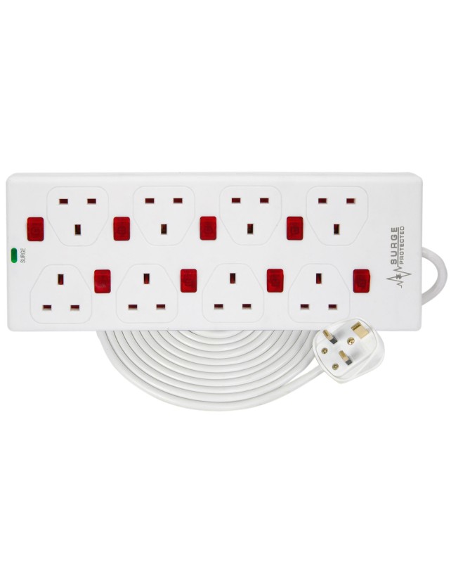 Mercury 8-Gang Power Extension 2.0m with Switches & Surge Protection 429.797UK Mercury 8-Gang Power Extension 2.0m with Switches & Surge Protection 429.797UK