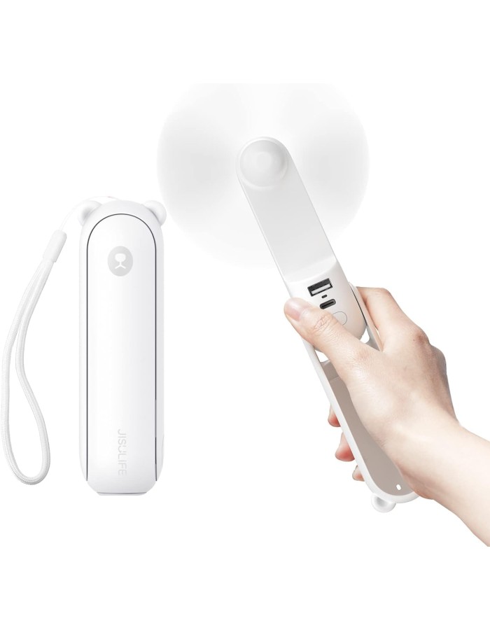 Jisulife F8X Plus White Portable Personal Fan with Lanyard & Powerbank function to Charge you Phone Jisulife F8X Plus White Portable Personal Fan with Lanyard & Powerbank function to Charge you Phone