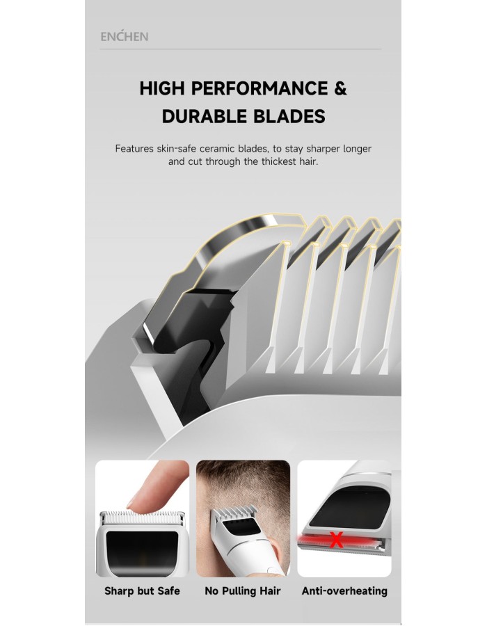 Enchen Hair Clipper BOOST 2 USB-C 1200mAh White Enchen Hair Clipper BOOST 2 USB-C 1200mAh White