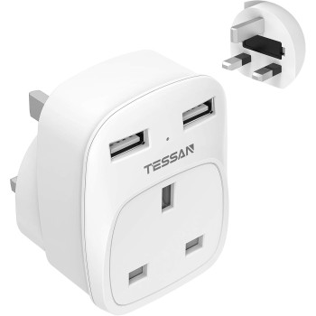 Tessan Gang plug Through UK Charger 2 USB A 13A TS-821-UK