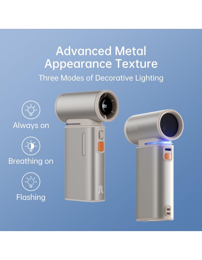 Jisulife ULTRA 1 Portable Personal Fan Aluminium Housing, Square & Round Nozzles Included, 75000 RPM, 1-100 Wind Scroll Wheel