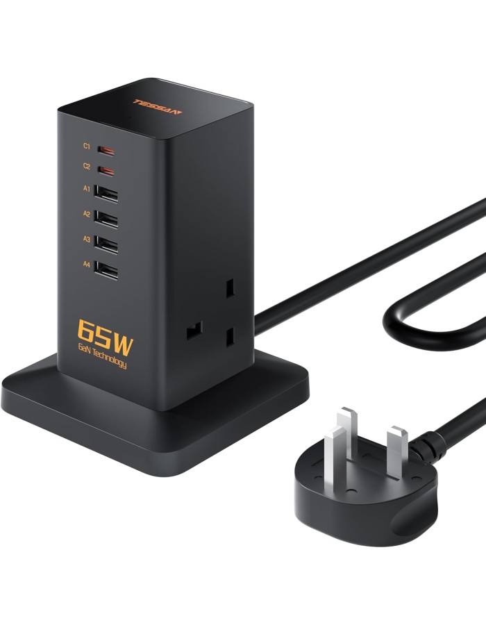 Tessan 2 Gang Extension 4 USB-A 2 USB C 2m 13A TS-FS02UK00 Tessan 2 Gang Extension 4 USB-A 2 USB C 2m 13A TS-FS02UK00