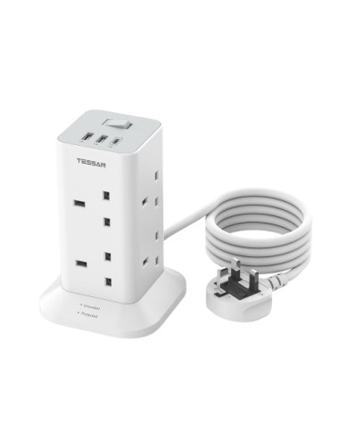 Tessan 8-Gang Extension 2 USB-A USB C 2m 13A TPS03-UK-C