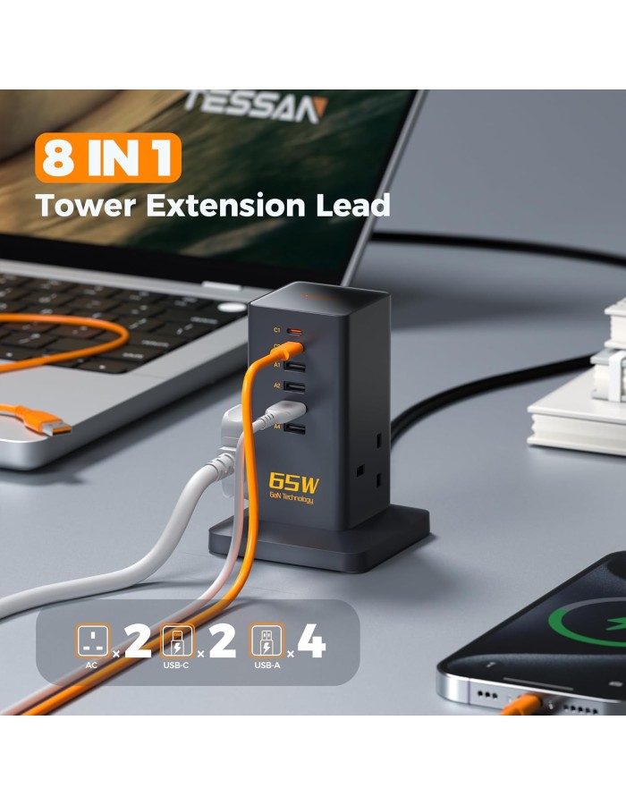 Tessan 2 Gang Extension 4 USB-A 2 USB C 2m 13A TS-FS02UK00 Tessan 2 Gang Extension 4 USB-A 2 USB C 2m 13A TS-FS02UK00