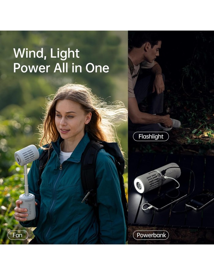 Jisulife ULTRA 1 Outdoor Fan for Camping, Fishing, Travelling works as Powerbank & Flashlight with 13500mAh Battery