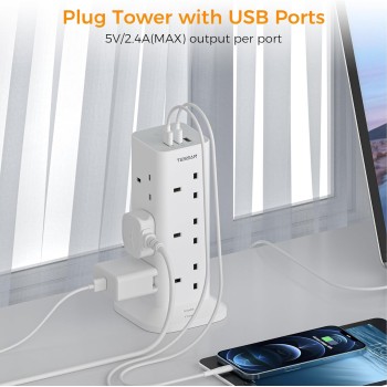 Tessan 12 Gang Extension 3 USB 2m 13A TPS04-UK-C Tessan 12 Gang Extension 3 USB 2m 13A TPS04-UK-C