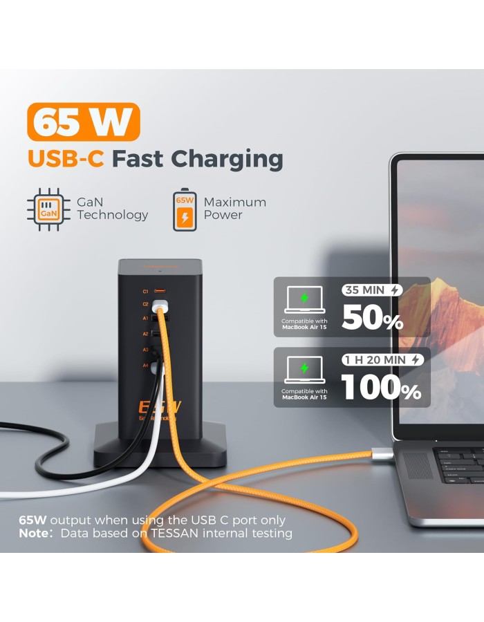Tessan 2 Gang Extension 4 USB-A 2 USB C 2m 13A TS-FS02UK00 Tessan 2 Gang Extension 4 USB-A 2 USB C 2m 13A TS-FS02UK00
