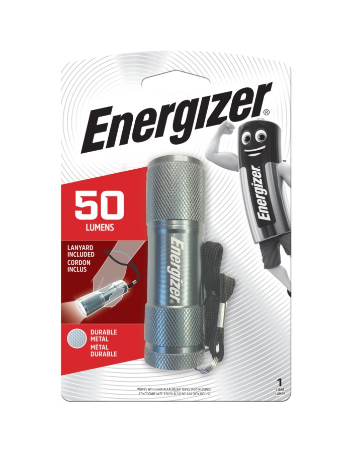 Energizer Metal Torch 3AAA - 50 Lumens, Lightweight, Impact Resistant, Lanyard