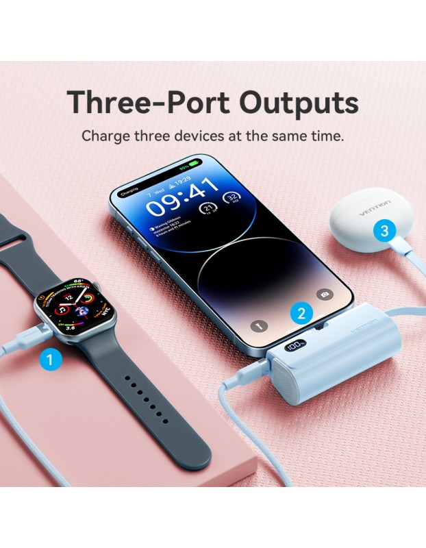 Vention Powerbank 4800mAh 22.5W Foldable Lightning White FHRW0