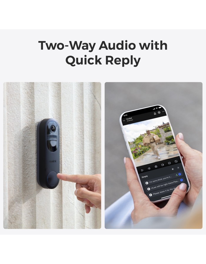 Reolink BP Battery Video Doorbell 4MP Black with Chime and 64GB MicroSD (D340B)