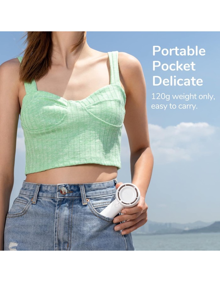 Jisulife FA42 White Portable Personal Fan with Hiden Blades & Powerful 7500 RPM motor