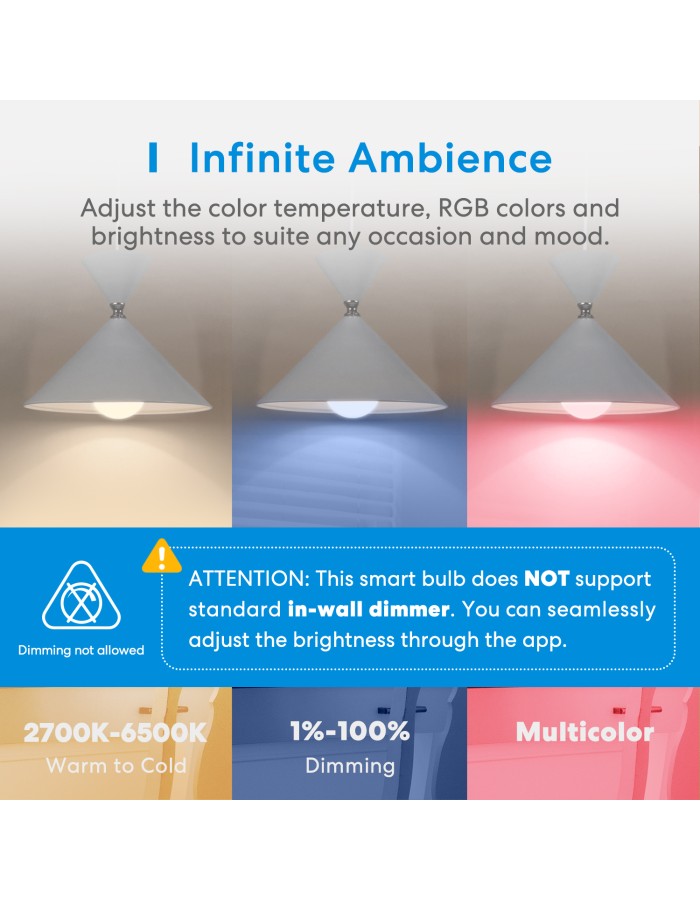 Meross Homekit Smart Wi-Fi LED Bulb RGBWW E27 MSL120HK-UK Meross Homekit Smart Wi-Fi LED Bulb RGBWW E27 MSL120HK-UK