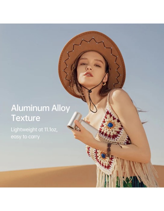 Jisulife ULTRA 1 Portable Personal Fan Aluminium Housing, Square & Round Nozzles Included, 75000 RPM, 1-100 Wind Scroll Wheel