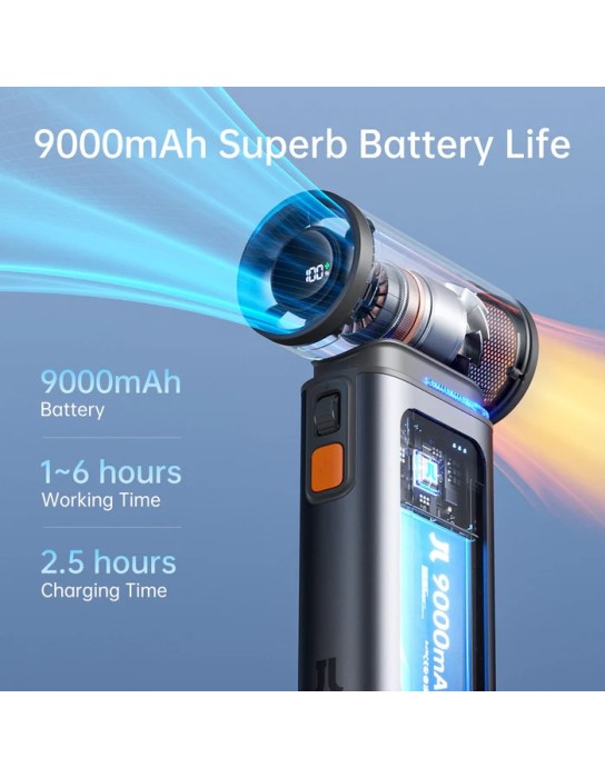 Jisulife ULTRA 1 Portable Personal Fan Aluminium Housing, Square & Round Nozzles Included, 75000 RPM, 1-100 Wind Scroll Wheel