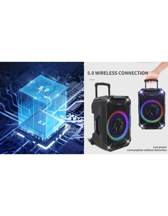 N-Gear FLASH1540 15'' Portable Karaoke Speaker with 1x Wireless Mic LED Lights USB & BT