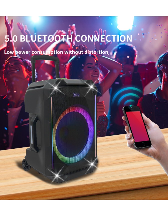 N-Gear FLASH1040 10'' Portable Karaoke Speaker with 1x Wireless Mic LED Lights USB & BT