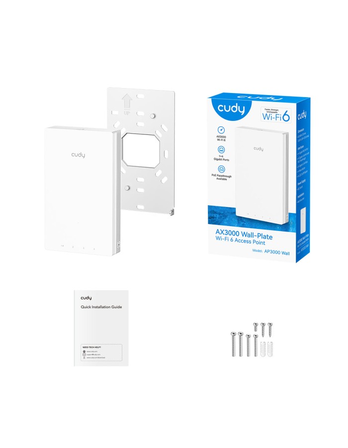 Cudy Access Point Wall-Plate AX3000 Dual Band Wi-Fi 6 AP3000 Cudy Access Point Wall-Plate AX3000 Dual Band Wi-Fi 6 AP3000