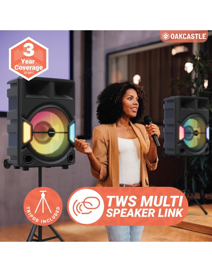 Majority Speakers Portable Karaoke PS500 150W 2xMic + Tripod (Oakcastle) UK