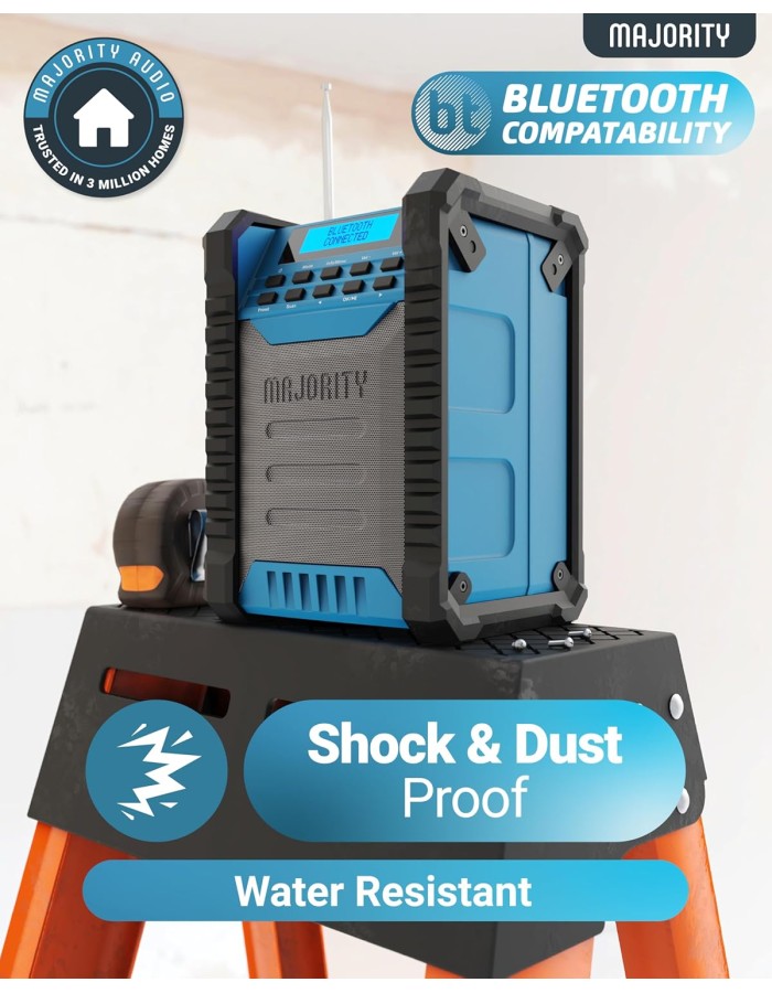 Majority LANDBEACH Portable Rugged Speaker FM-BT IP65 Waterproof 20hr Battery with PowerBank function