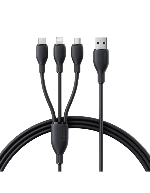 Baseus Cable 3in1 USB-C/Micro/Ligh Ultra Fast Series 1.3m Black Baseus Cable 3in1 USB-C/Micro/Ligh Ultra Fast Series 1.3m Black