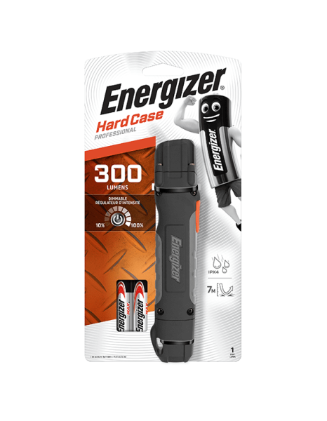 Energizer Hardcase Torch Light 300 Lumens IPX4 (2xAA Batteries Included)