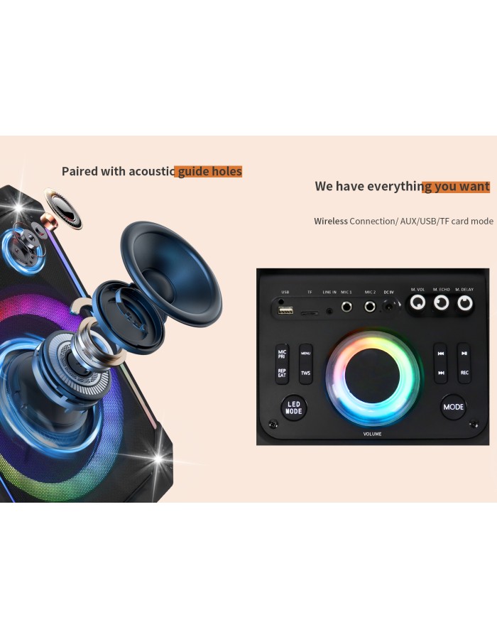 N-Gear FLASH1040 10'' Portable Karaoke Speaker with 1x Wireless Mic LED Lights USB & BT