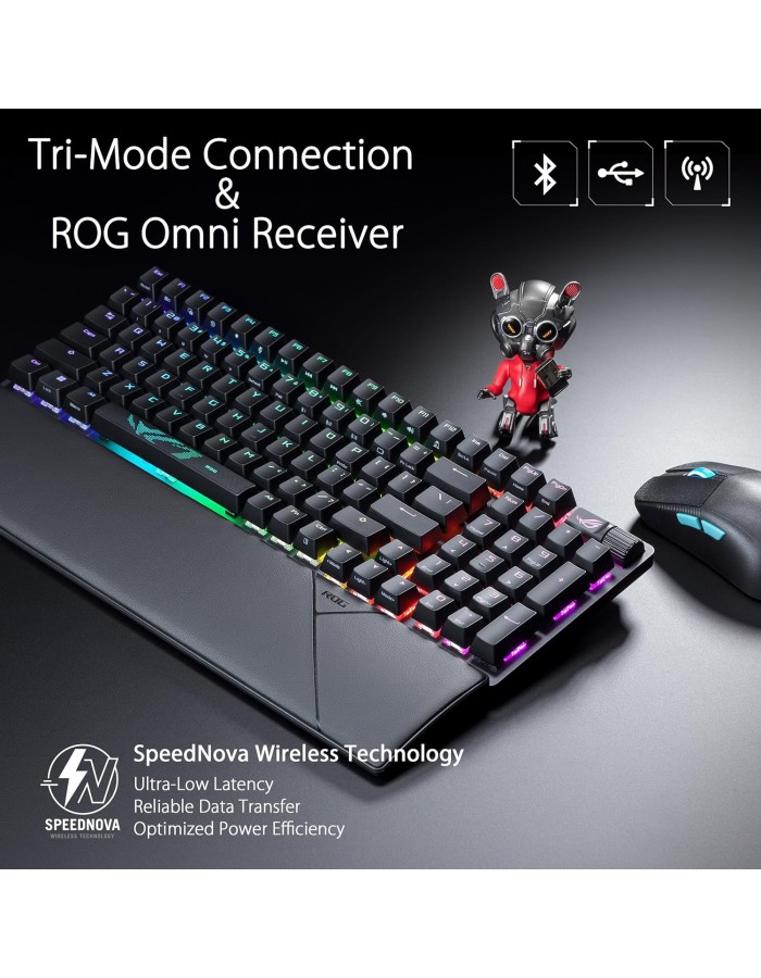 ASUS Gaming Keyboard Mechnanical Tri-Mode 2.4Ghz/Bluetooth/USB WristRest ROG STRIX SCOPE II 96 Wireless NXSW ASUS Gaming Keyboard Mechnanical Tri-Mode 2.4Ghz/Bluetooth/USB WristRest ROG STRIX SCOPE II 96 Wireless NXSW