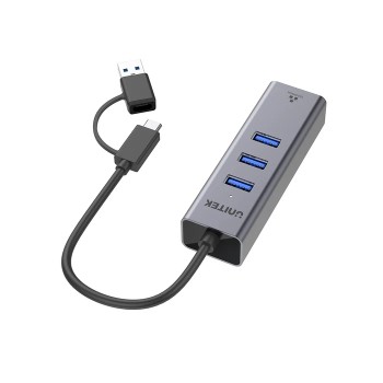 Unitek USB-C Hub USB3.0 3-Port & Gigabit LAN + USBA Adaptor Y-3088B Unitek USB-C Hub USB3.0 3-Port & Gigabit LAN + USBA Adaptor Y-3088B